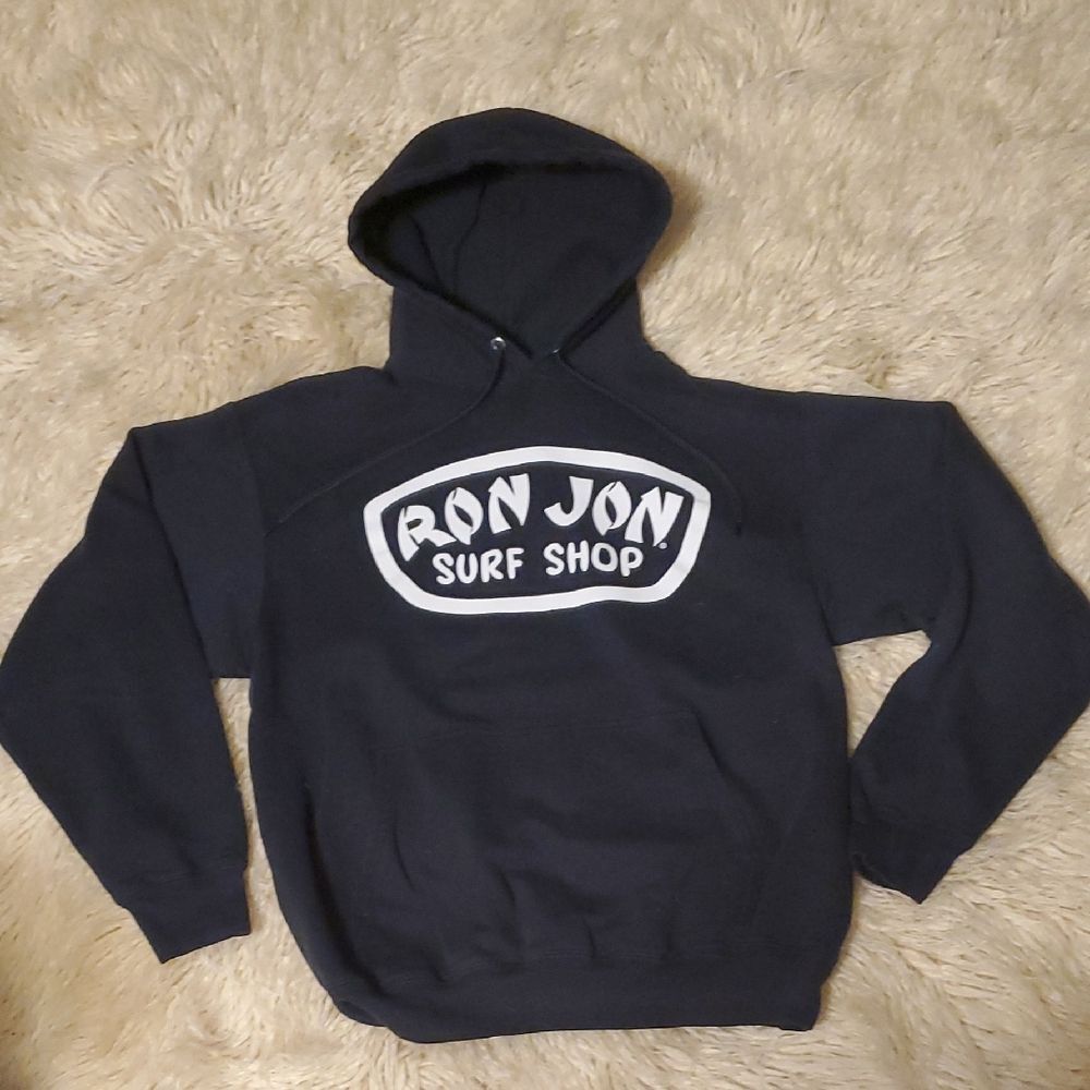 Ron Jon Surf Shop Black Graphic Print Hooded Sweatshirt men's Size Small